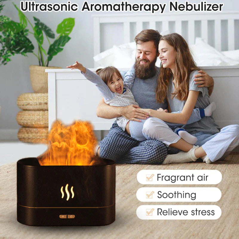 2022 New Flame Air Humidifier USB Aroma Diffuser Room Fragrance Mist Maker Essential Oil Difusors for Home Living Room Office